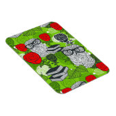 赤いバラにフクロウ マグネット (右側)