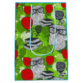 赤いバラにフクロウ ミディアムペーパーバッグ (裏面)