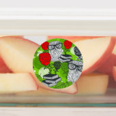 赤いバラにフクロウ ラベル (貼付)