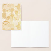 赤いバラにフクロウ 箔カード (ディスプレー)