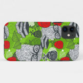 赤いバラにフクロウ Case-Mate iPhoneケース (裏面(横))