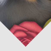 赤いバラに入ったコルギの子犬 薄葉紙 (詳細)