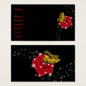 赤いバラに咲く蝶と雨粒と星 (正面&裏面)