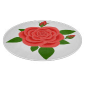 赤いバラに芽が出る カッティングボード (角)