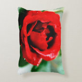 赤いバラに露 アクセントクッション (正面(垂直))