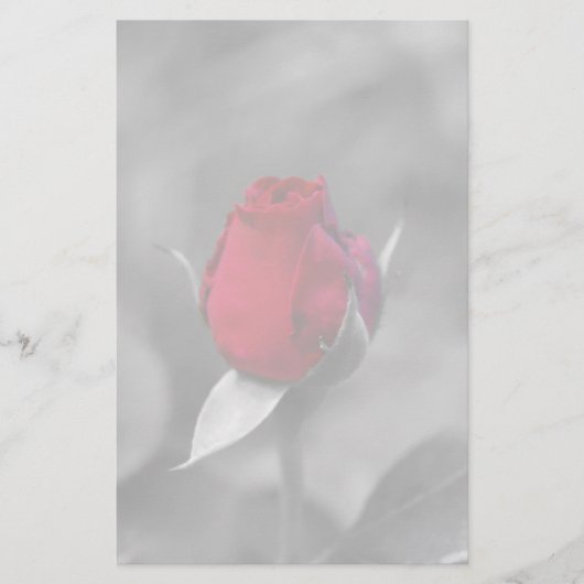 赤いバラのつぼみの文房具 便箋 (正面)