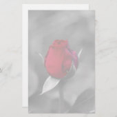 赤いバラのつぼみの文房具 便箋 (正面/裏面)