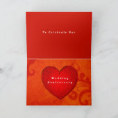 赤いバラのウェディングアニバーサリー折りたたみグリーティングカード カード (内部)