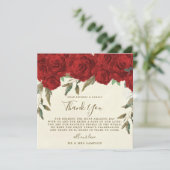 赤いバラのウェディングサンクスレセプションカード 招待状 (スタンド正面)