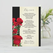 赤いバラのウェディングメニューテンプレート 招待状 (スタンド正面)