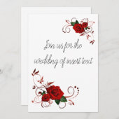 赤いバラのウェディング招待状 招待状 (正面/裏面)