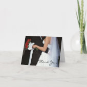 赤いバラのウェディング カップル 感謝の気持ちを伝えるカード サンキューカード (正面)