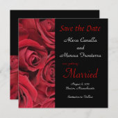 赤いバラのウェディング・セーブ・ザ・デートお知らせカード セーブザデート (正面/裏面)