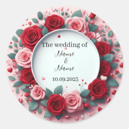 赤いバラのウェディング フレーバー ステッカー