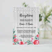 赤いバラのウェディング レセプション カード 灰色の木 花 (スタンド正面)