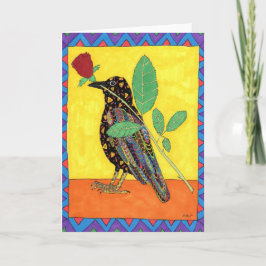 赤いバラのオアキサカンカラス カード