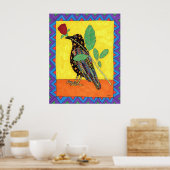 赤いバラのオアキサカンカラス ポスター (キッチン)