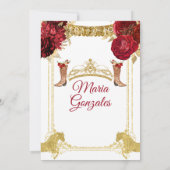 赤いバラのカラフルなミス・キンセ 15歳の誕生日パーティー 招待状 (裏面)