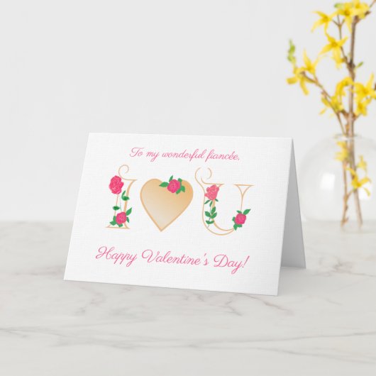 赤いバラのカードを持つフィアンセ・バレンタインのために カード (黄色い花)