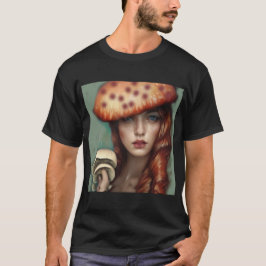 赤いバラのキノコ愛好家アーティストデザイナー Tシャツ