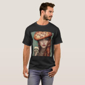 赤いバラのキノコ愛好家アーティストデザイナー Tシャツ (正面フル)