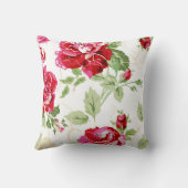 赤いバラのクラシックプリント（白い背景付き） クッション (裏面)