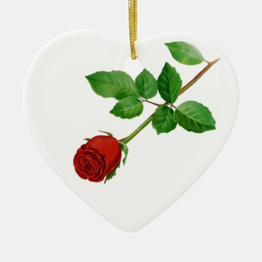 赤いバラのクリスマスのオーナメント セラミックオーナメント (正面)