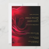 赤いバラのグラデーション黒(写真結婚付) 招待状 (正面)