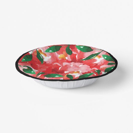赤いバラのグリーンがかった花の紙ボウル ペーパーボウル (傾斜あり)