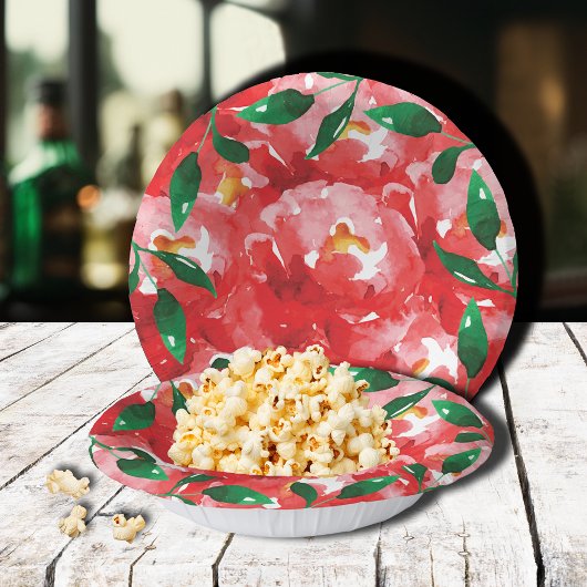 赤いバラのグリーン 植物紙ボウル ペーパーボウル