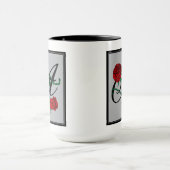 赤いバラのコーヒーイニシャルレターA マグカップ (中央)