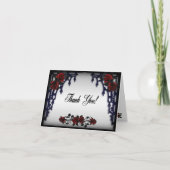 赤いバラのゴシックウェディング アイアンゲート サンクス サンキューカード (正面)