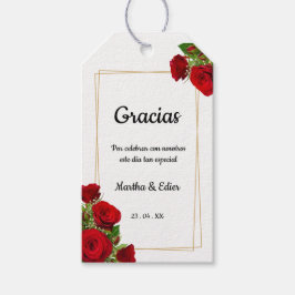 赤いバラのゴールド スペイン風結婚式の引出物タグ ギフトタグ