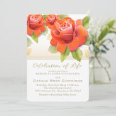 赤いバラのゴールド セレブレーション オブ ライフ 追悼式 招待状 (スタンド正面)