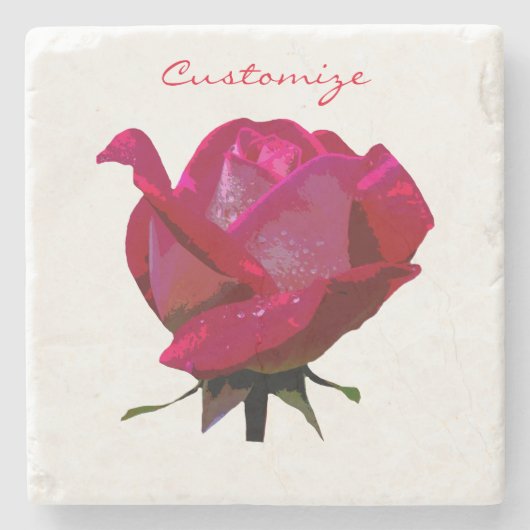 赤いバラのサンダー_コーブ ストーンコースター (正面)