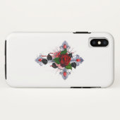 赤いバラのシルバークロス Case-Mate iPhoneケース (裏面(横))