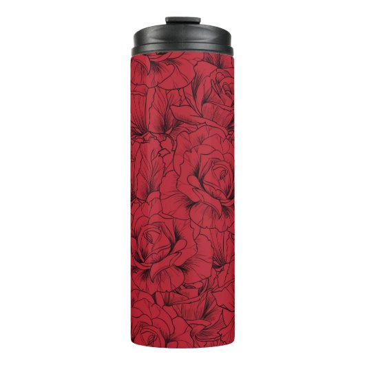 赤いバラのシームレスなパターン タンブラー (正面)