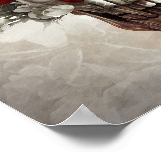 赤いバラのスカル ポスター (角)