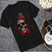 赤いバラのスカル Tシャツ
