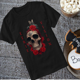 赤いバラのスカル Tシャツ