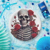 赤いバラのスケルトン ペーパープレート (パーティー)