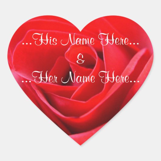 赤いバラのステッカーのロマンチックなばら色の結婚式用シール ハートシール (正面)