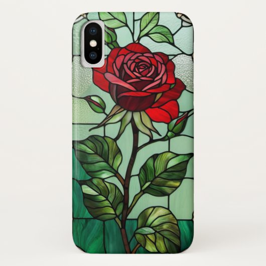 赤いバラのステンドグラス Case-Mate iPhoneケース (裏面)