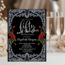  赤いバラのストライプ ゴシック50歳の誕生日