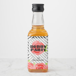 赤いバラのストライプ ダービーパーティ ミニ リキュールボトルラベル