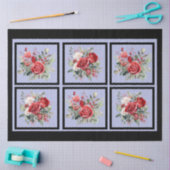 赤いバラのタイルのデコページ 薄葉紙 (クラフト)