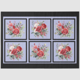 赤いバラのタイルのデコページ 薄葉紙