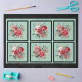 赤いバラのタイルのデコページ 薄葉紙 (クラフト)