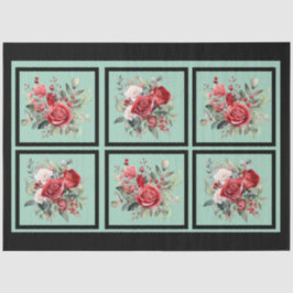 赤いバラのタイルのデコページ 薄葉紙