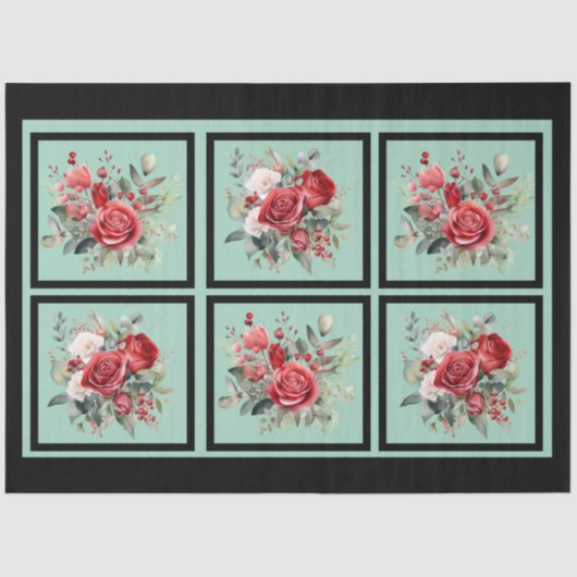 赤いバラのタイルのデコページ 薄葉紙 (正面)